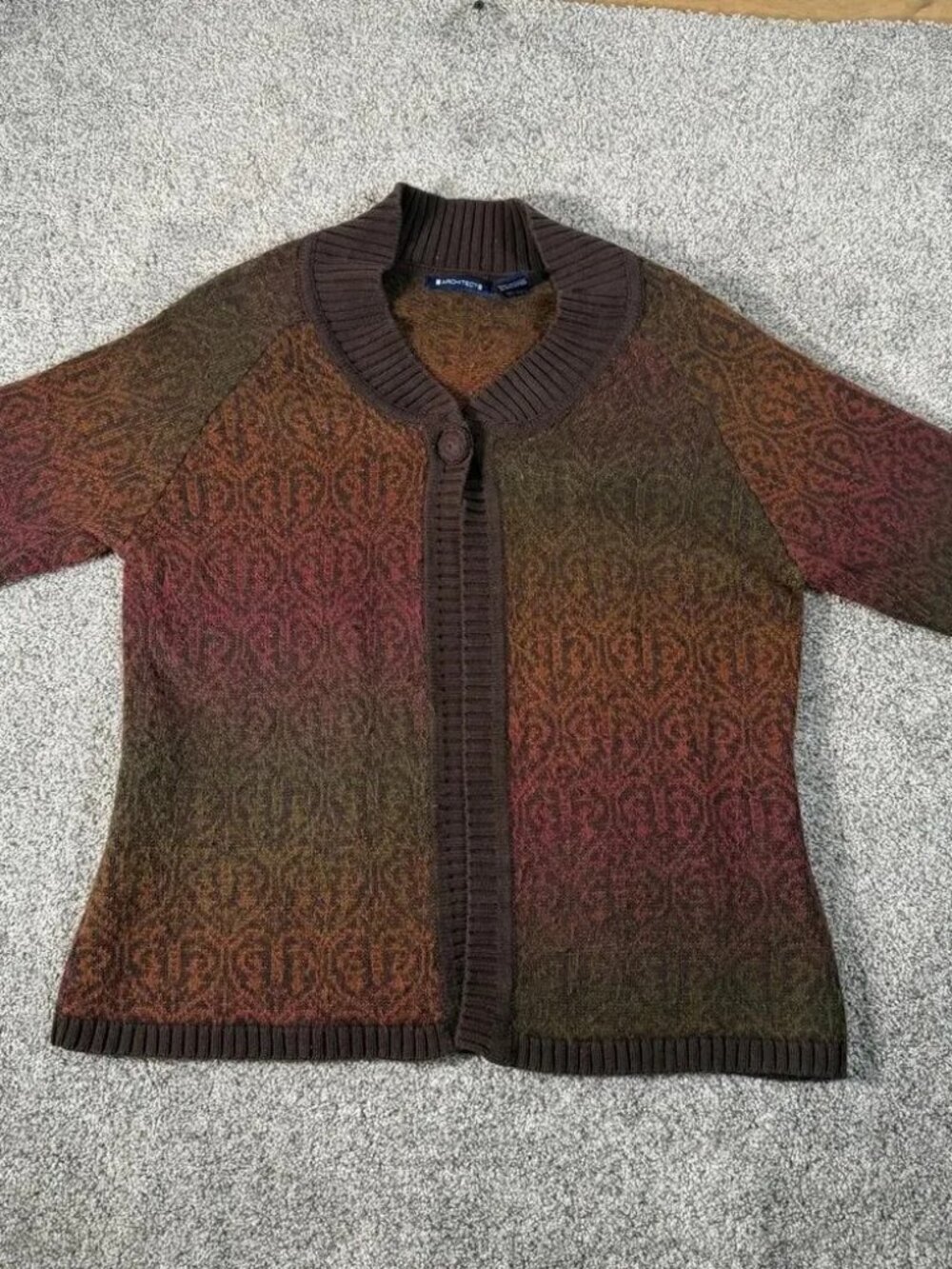 Vtg Y2K Architect Cardigan Sweater M Boho Art Teacher Eclectic Whimsigoth Retro